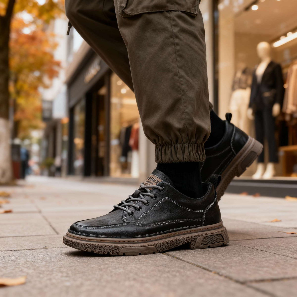 Sneakers en cuir homme semelle amortissante