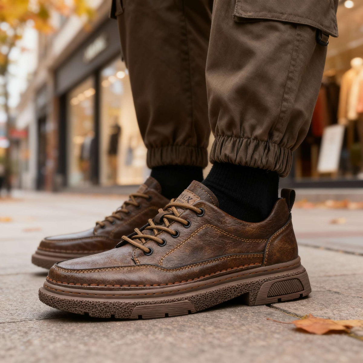 Sneakers en cuir homme semelle amortissante