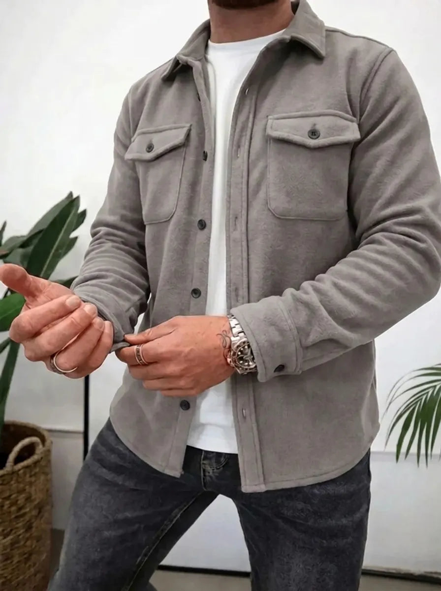 Surchemise homme coupe ajustée toutes saisons - Gris Clair
