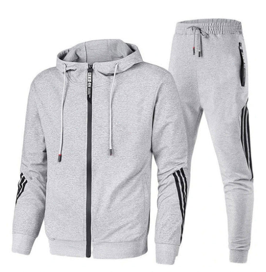 Survêtement sport homme à capuche zippé - Gris
