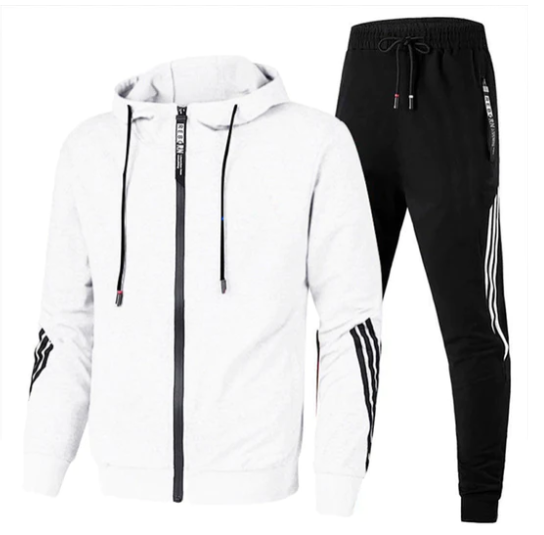 Survêtement sport homme à capuche zippé - Blanc