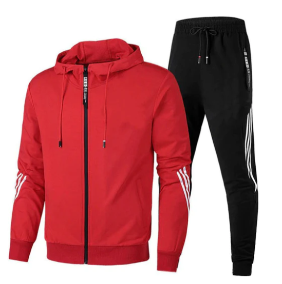 Survêtement sport homme à capuche zippé - Rouge