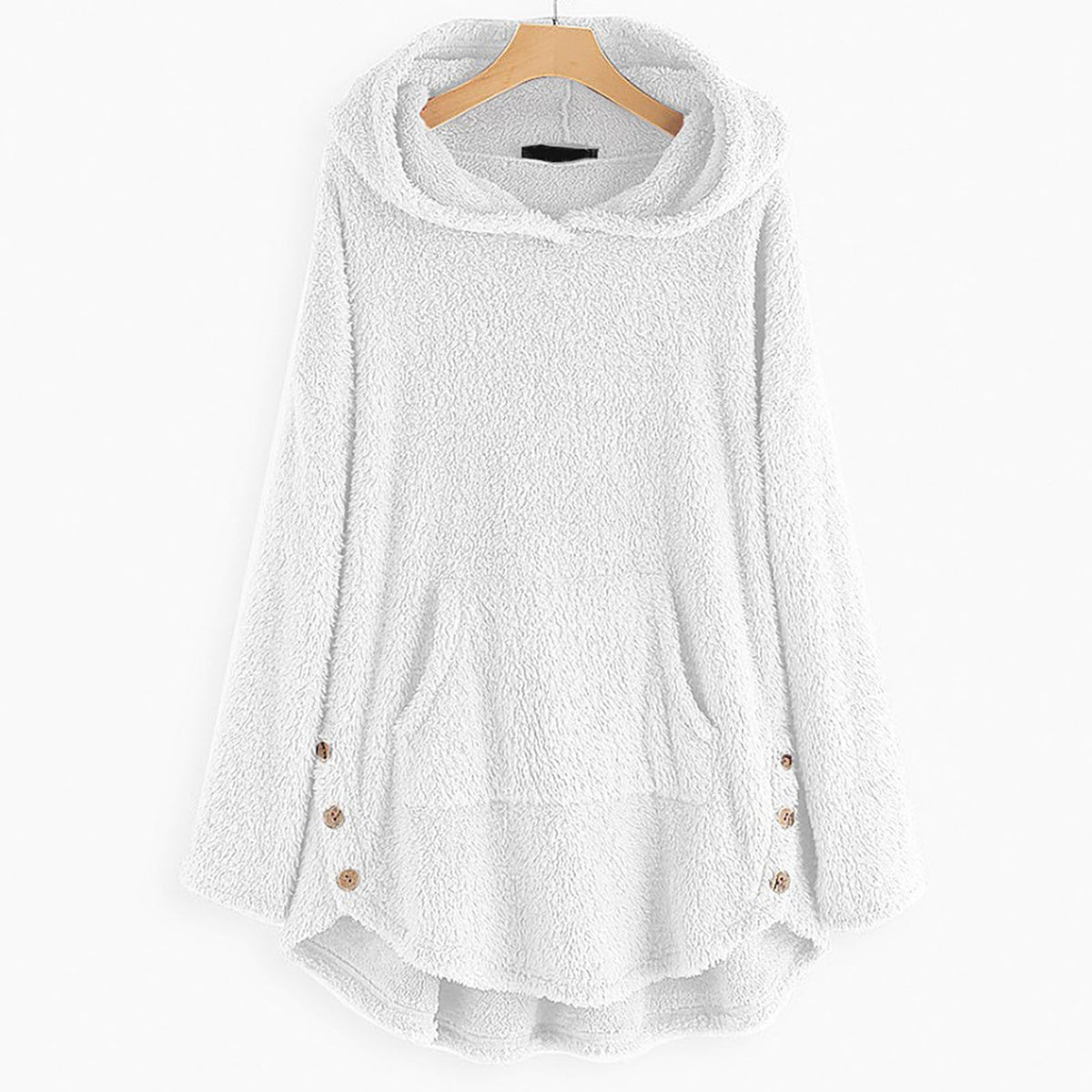 Sweat à Capuche Femme Peluche Chaud Oversize - Blanc