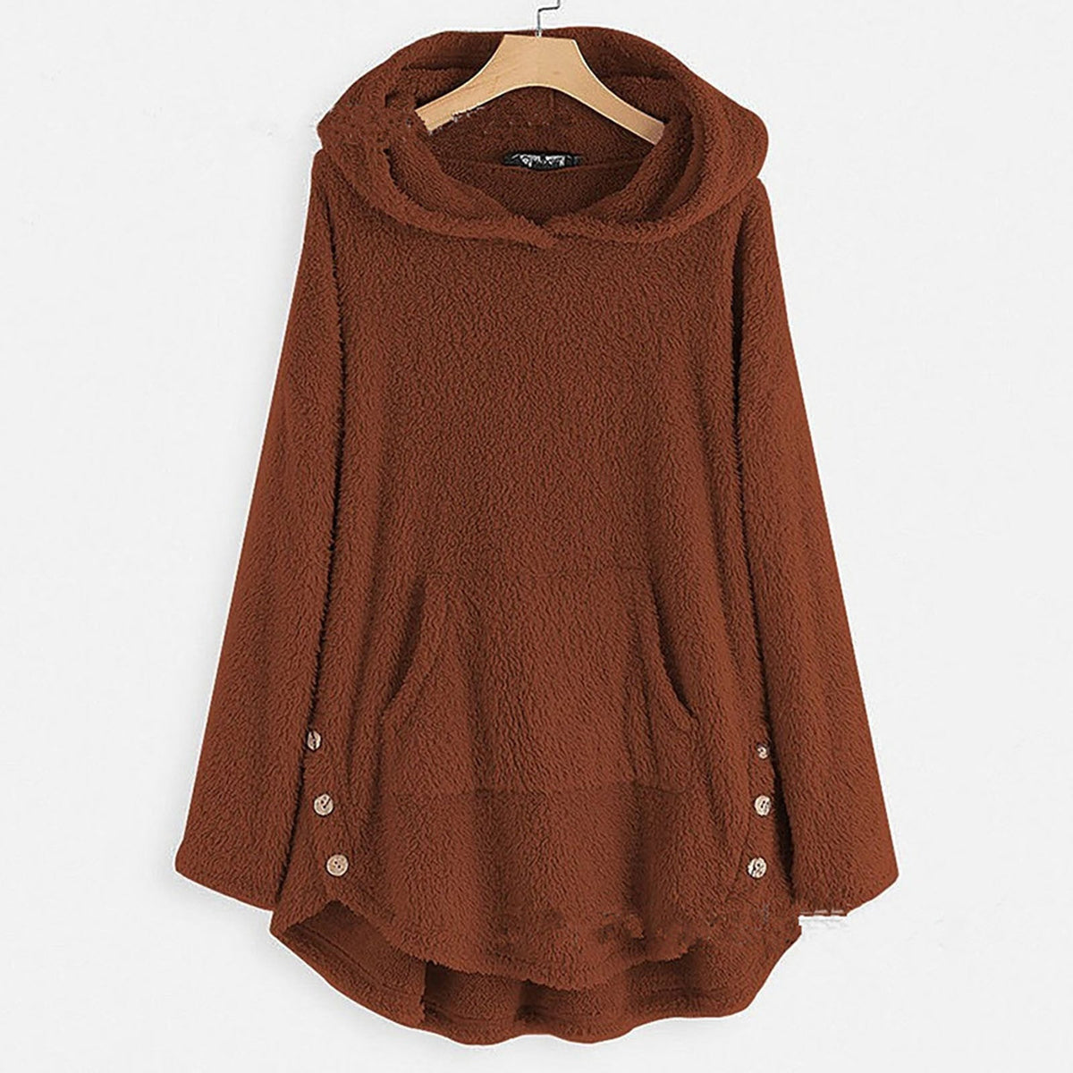Sweat à Capuche Femme Peluche Chaud Oversize - Bordeaux
