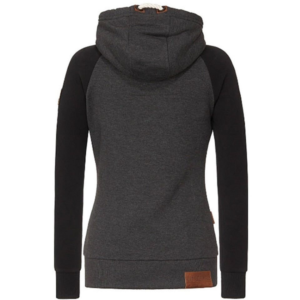 Sweat à capuche zippé femme manches raglan bicolore
