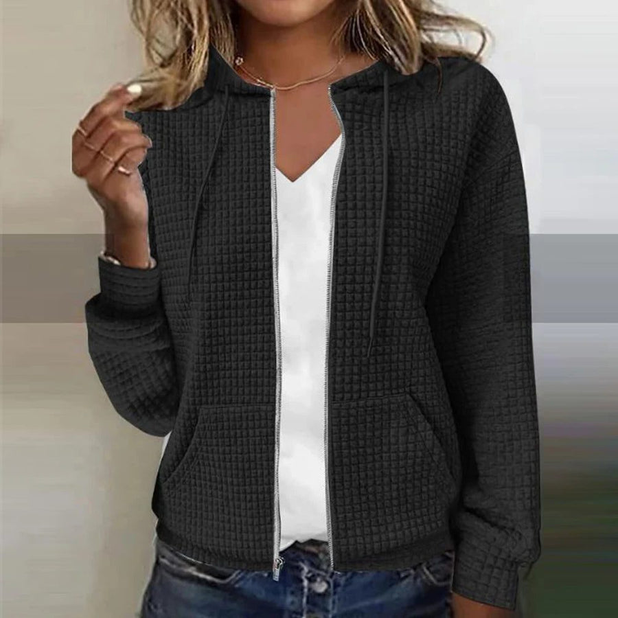 Dorine - Sweat Capuche Zippé Côtelé