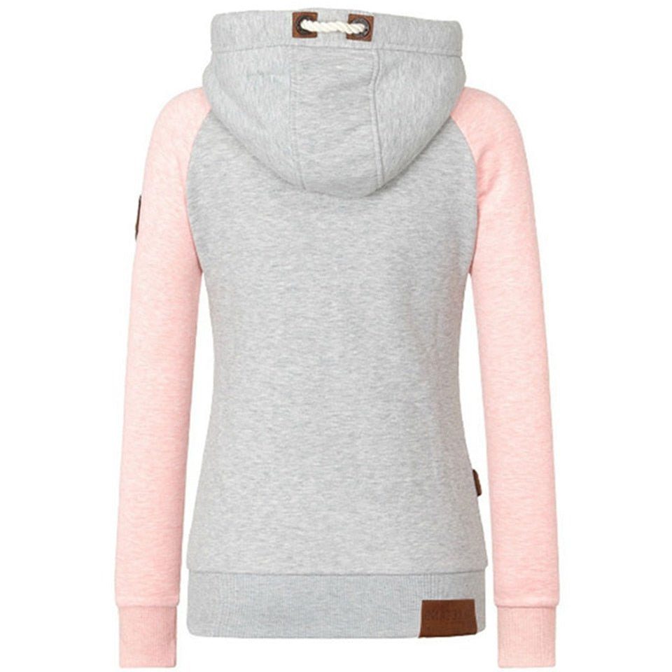 Sweat à capuche zippé femme manches raglan bicolore