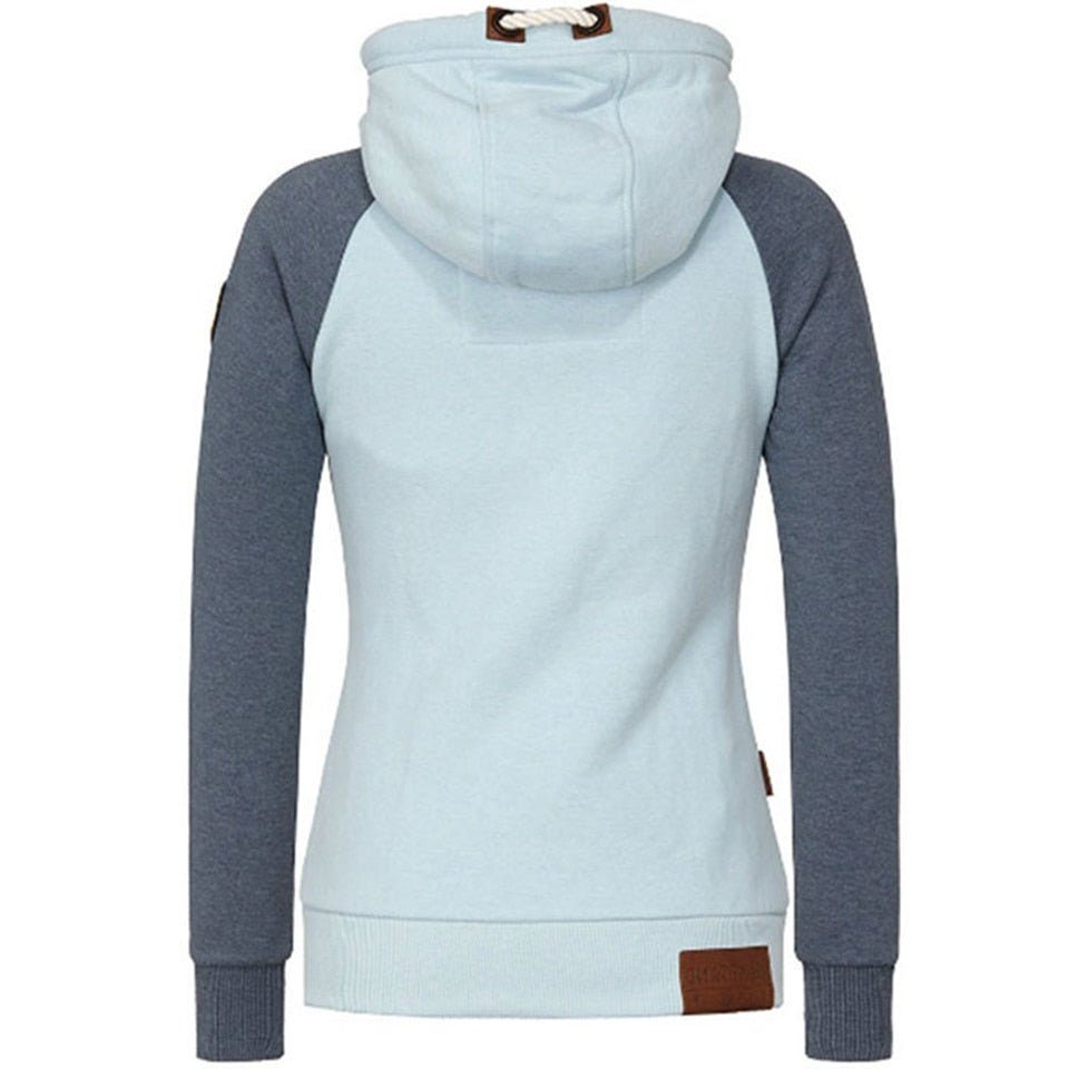 Sweat à capuche zippé femme manches raglan bicolore