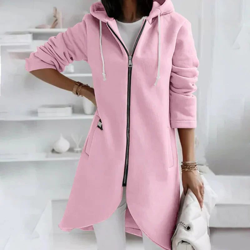 Sweat à Capuche Zippé Long Oversize Femme