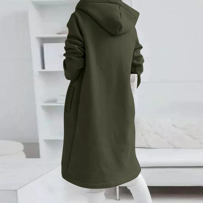 Sweat à capuche zippé long oversize femme - Vert