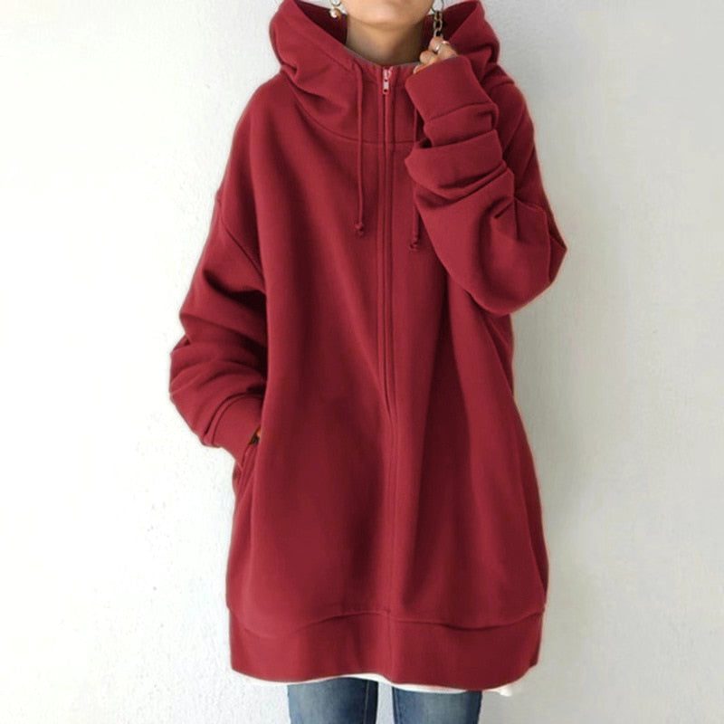 Stéphanie - Sweat Capuche Zippé Oversize