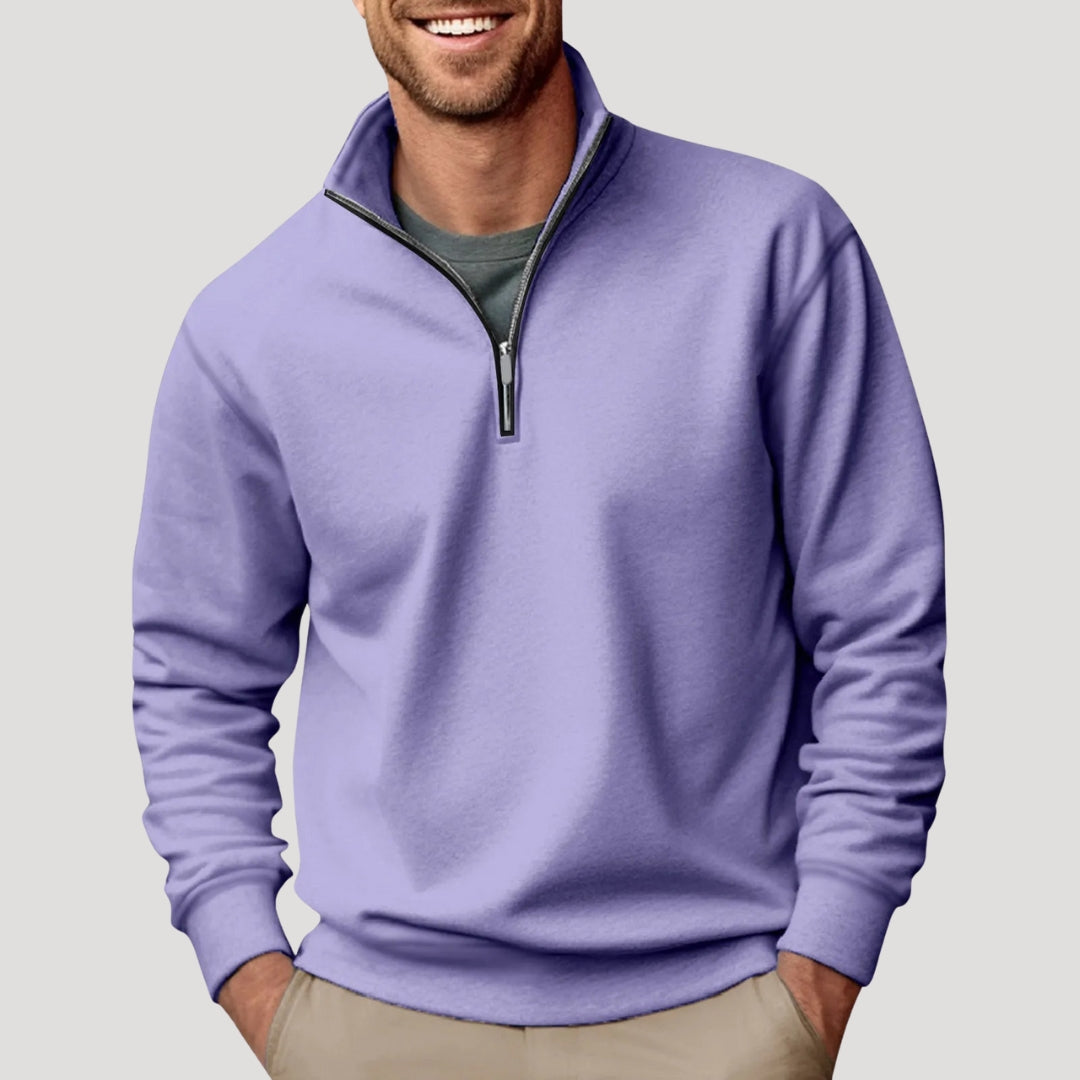 Sweat Demi-Zip Homme Coton Léger Respirant - Violet