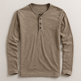T-shirt Henley Homme Manches Longues en Coton