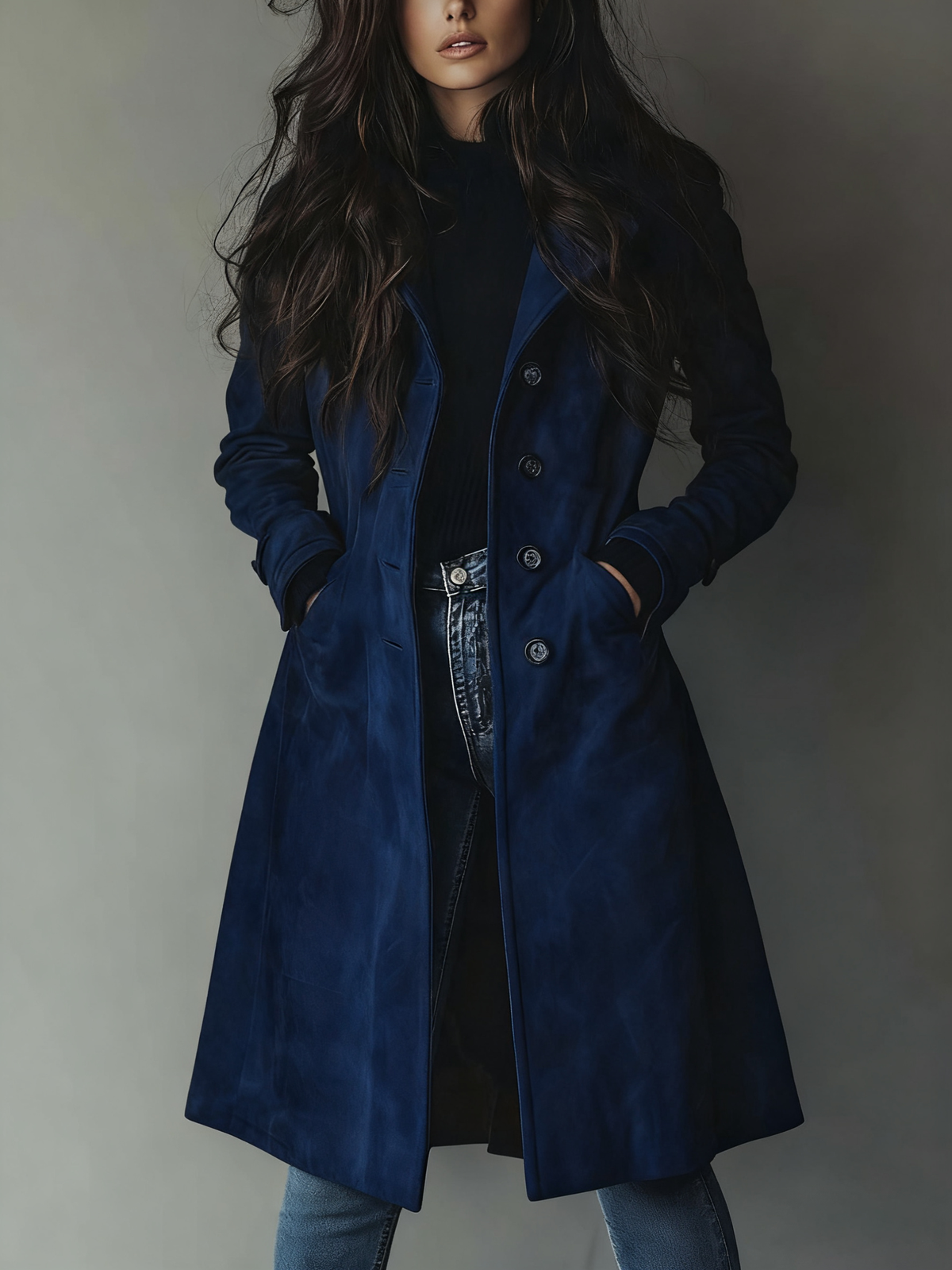 Trench femme classique au style vintage - Bleu Foncé