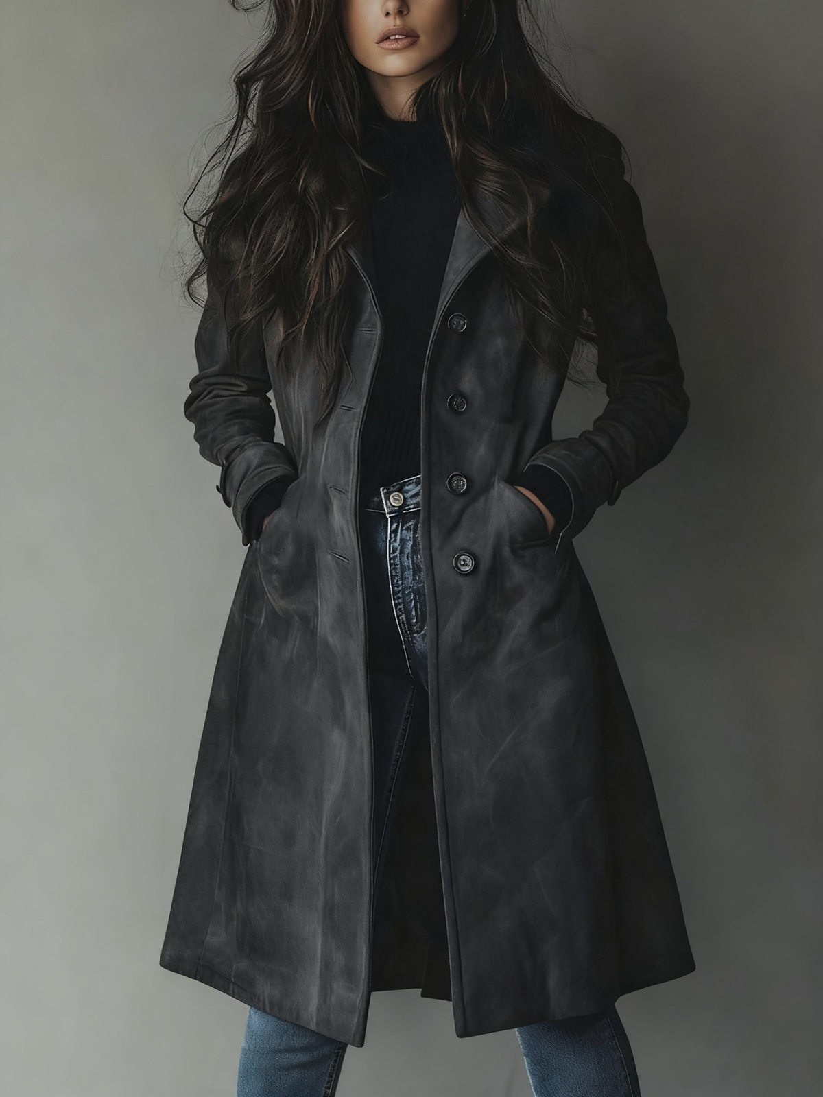 Trench femme classique au style vintage - Gris Foncé
