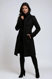 Trench femme col montant long - Noir