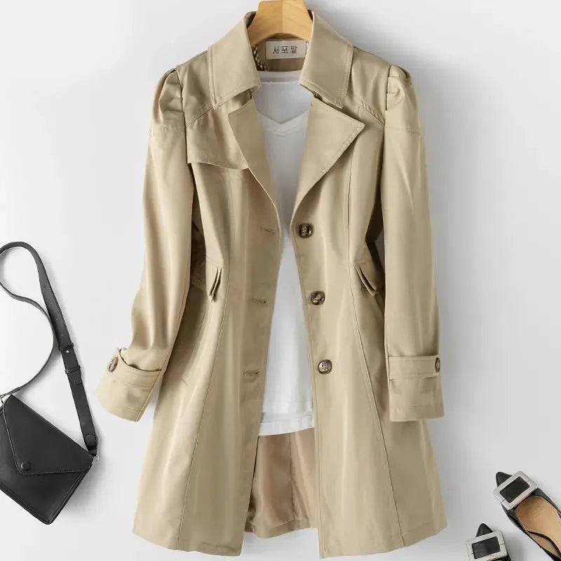Trench Femme Court Déperlant Col Chemise - Beige