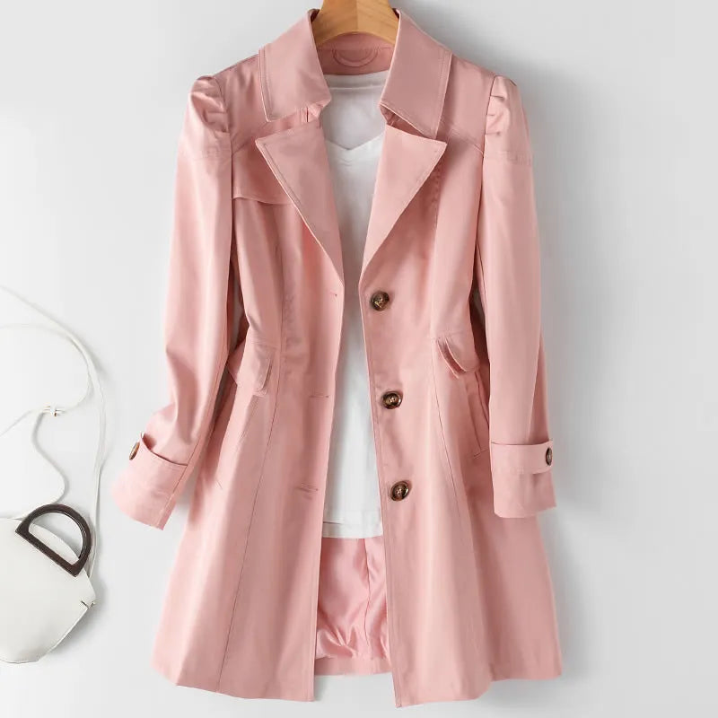 Trench Femme Court Déperlant Col Chemise - Rose