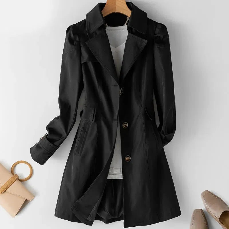 Trench Femme Court Déperlant Col Chemise - Noir