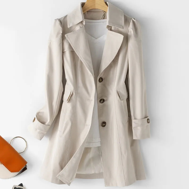 Trench Femme Court Déperlant Col Chemise - Kaki