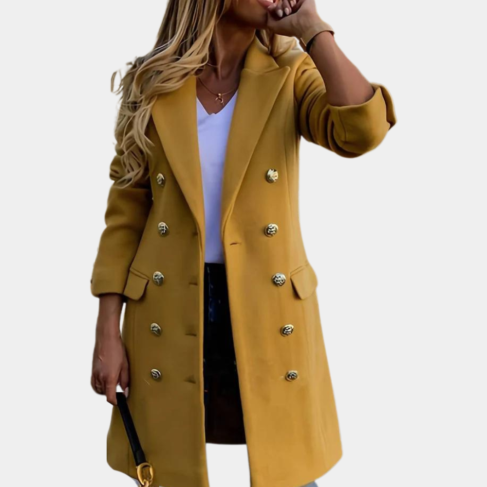 Trench femme en laine croisé cintré long