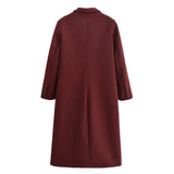 Trench femme en laine croisé long
