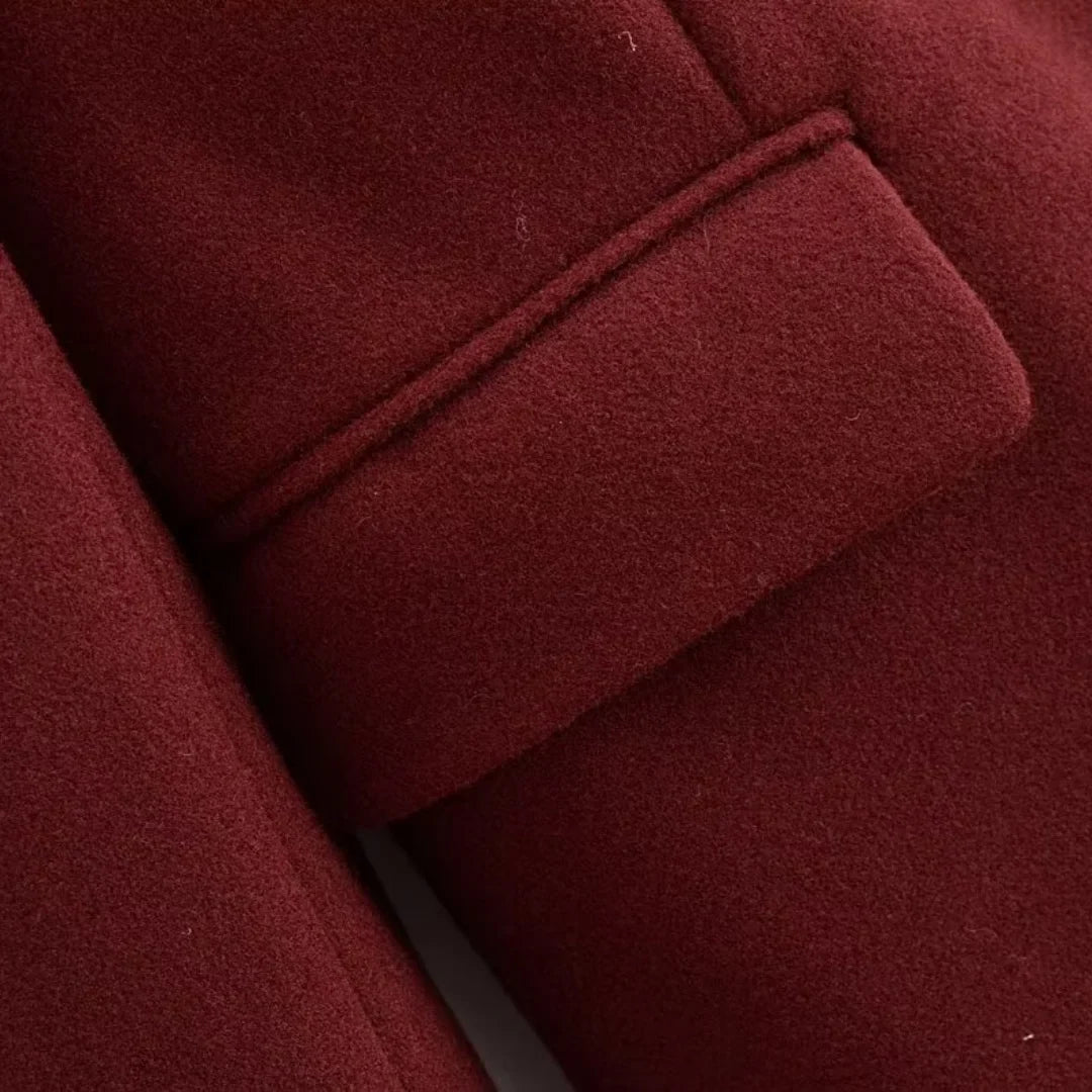 Trench femme en laine croisé long