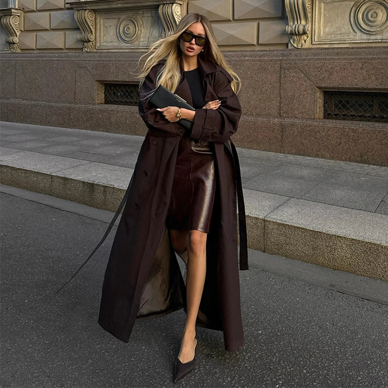 Trench femme long ceinturé coupe vintage