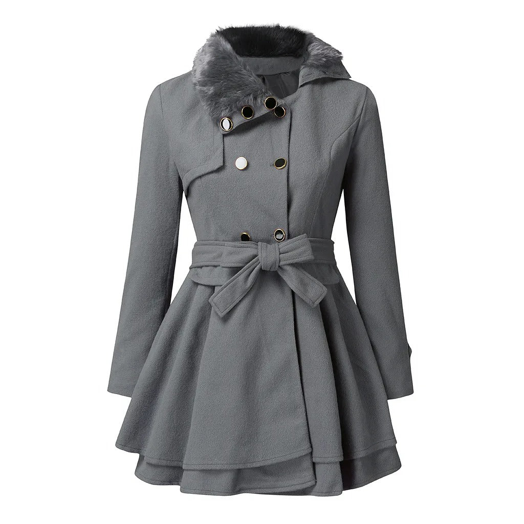 Odette - Trench Ceinturé Fausse Fourrure