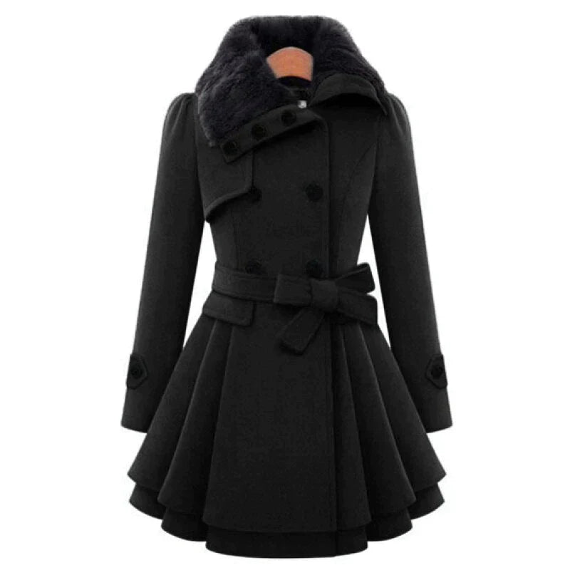 Odette - Trench Ceinturé Fausse Fourrure