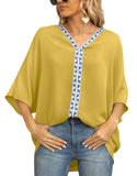 Tunique brodée col V oversize femme manches courtes boho