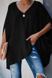 Tunique Femme Col V Manches Chauve-Souris Oversize
