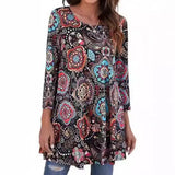 Tunique imprimé mandala femme à manches 3/4