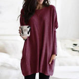 Tunique Oversize Col Rond Manches Longues Femme