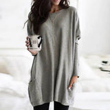 Tunique Oversize Col Rond Manches Longues Femme