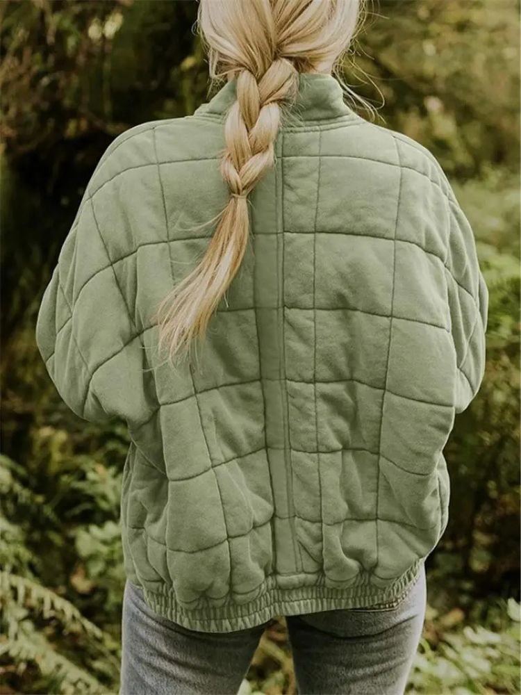 Veste bomber matelassée oversize femme avec zip et poches