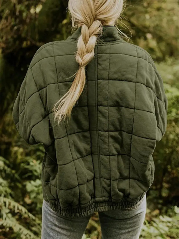 Veste bomber matelassée oversize femme avec zip et poches