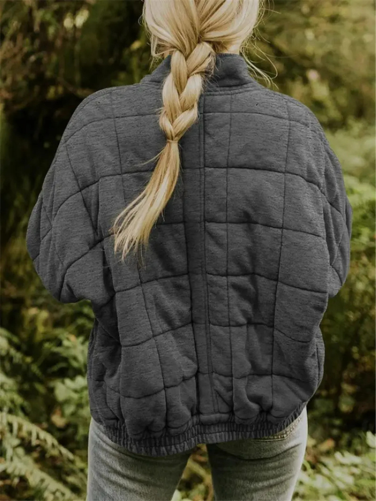 Veste bomber matelassée oversize femme avec zip et poches