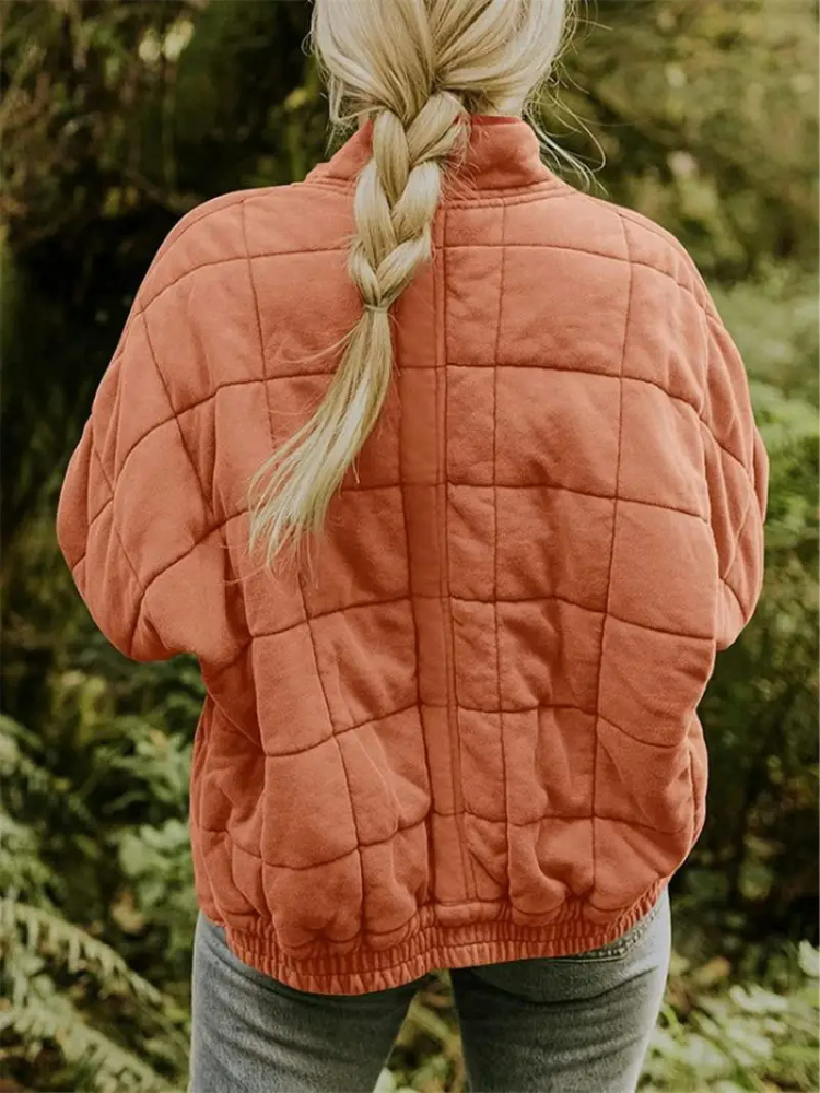 Veste bomber matelassée oversize femme avec zip et poches
