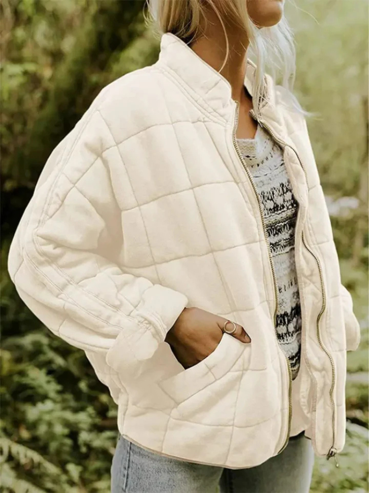 Veste bomber matelassée oversize femme avec zip et poches