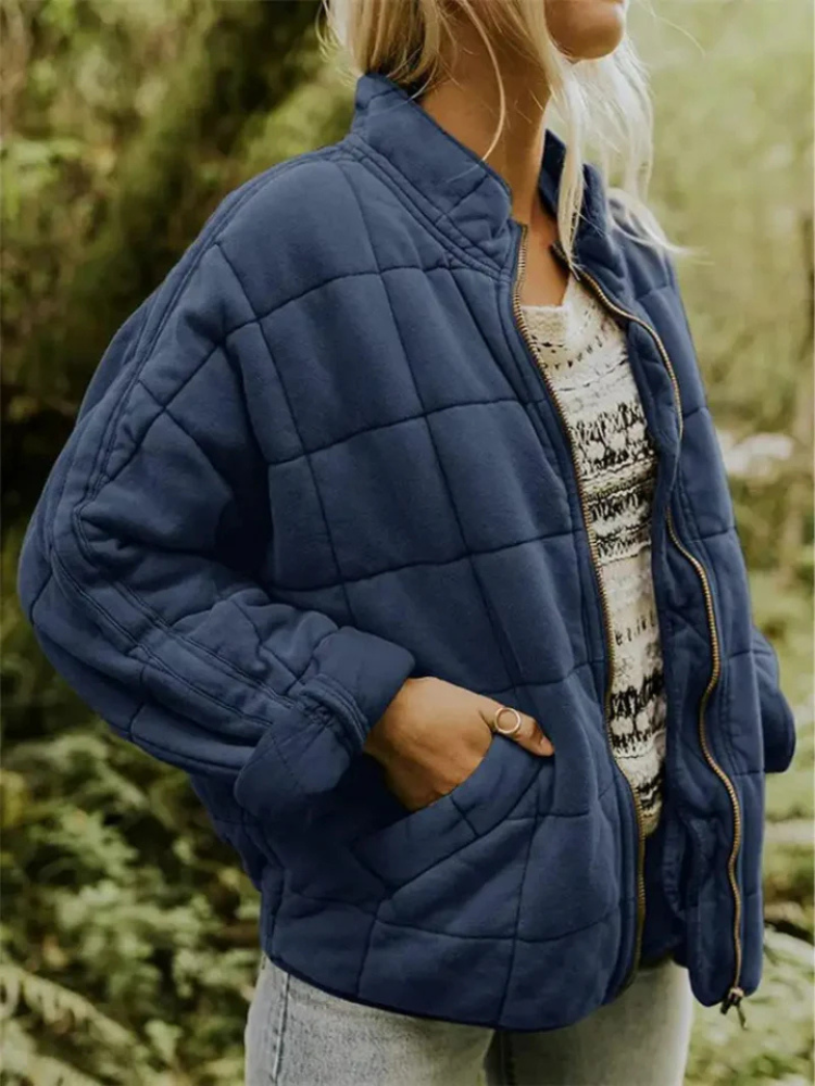 Veste bomber matelassée oversize femme avec zip et poches