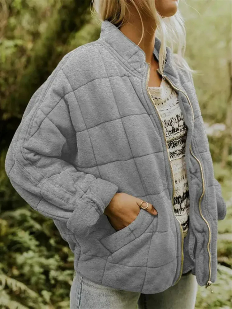 Veste bomber matelassée oversize femme avec zip et poches