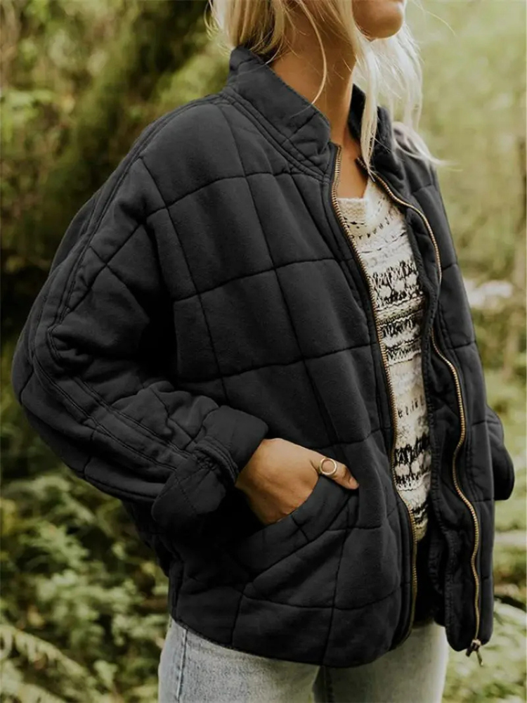 Veste bomber matelassée oversize femme avec zip et poches