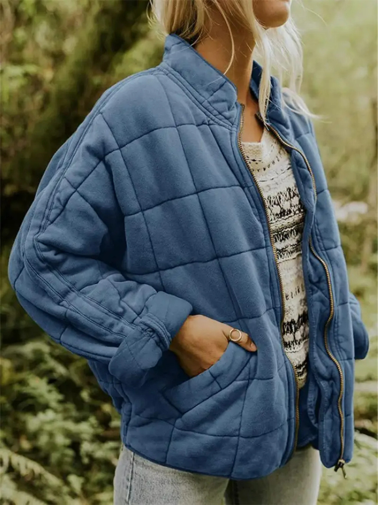 Veste bomber matelassée oversize femme avec zip et poches