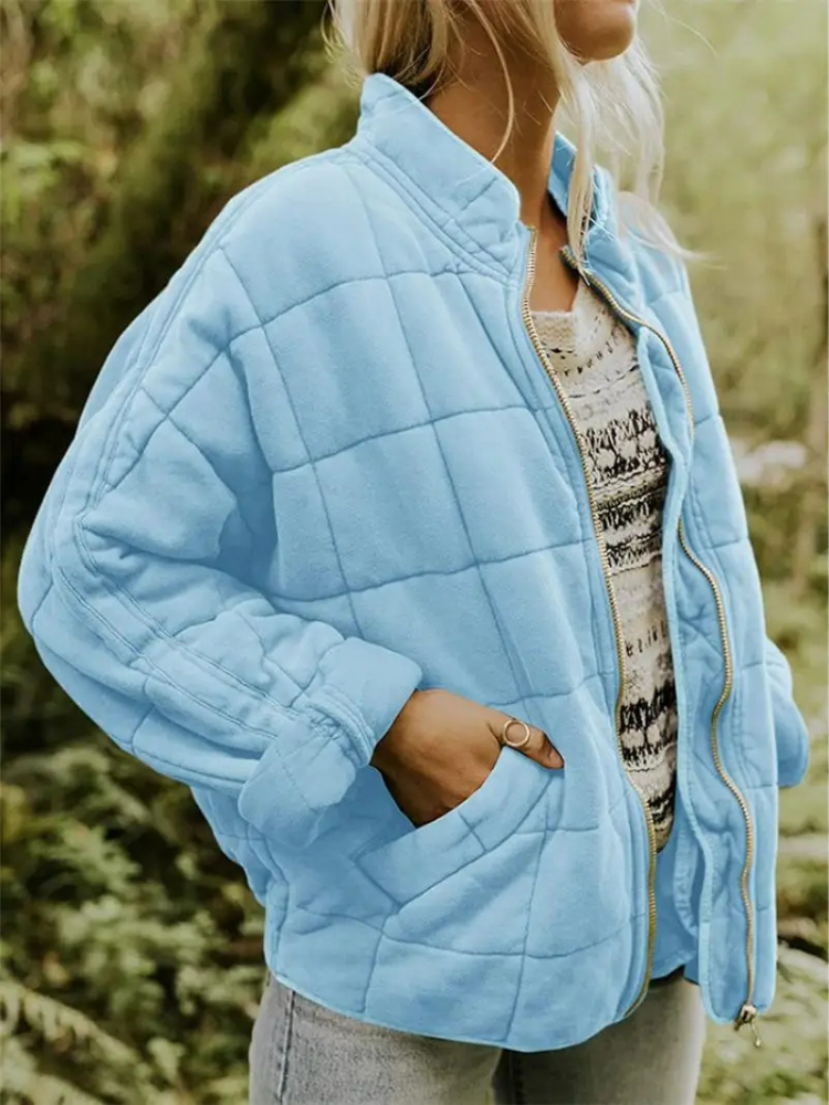 Veste bomber matelassée oversize femme avec zip et poches