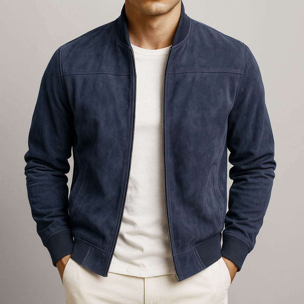 Veste bomber urbaine taillée toute saison - Bleu Foncé
