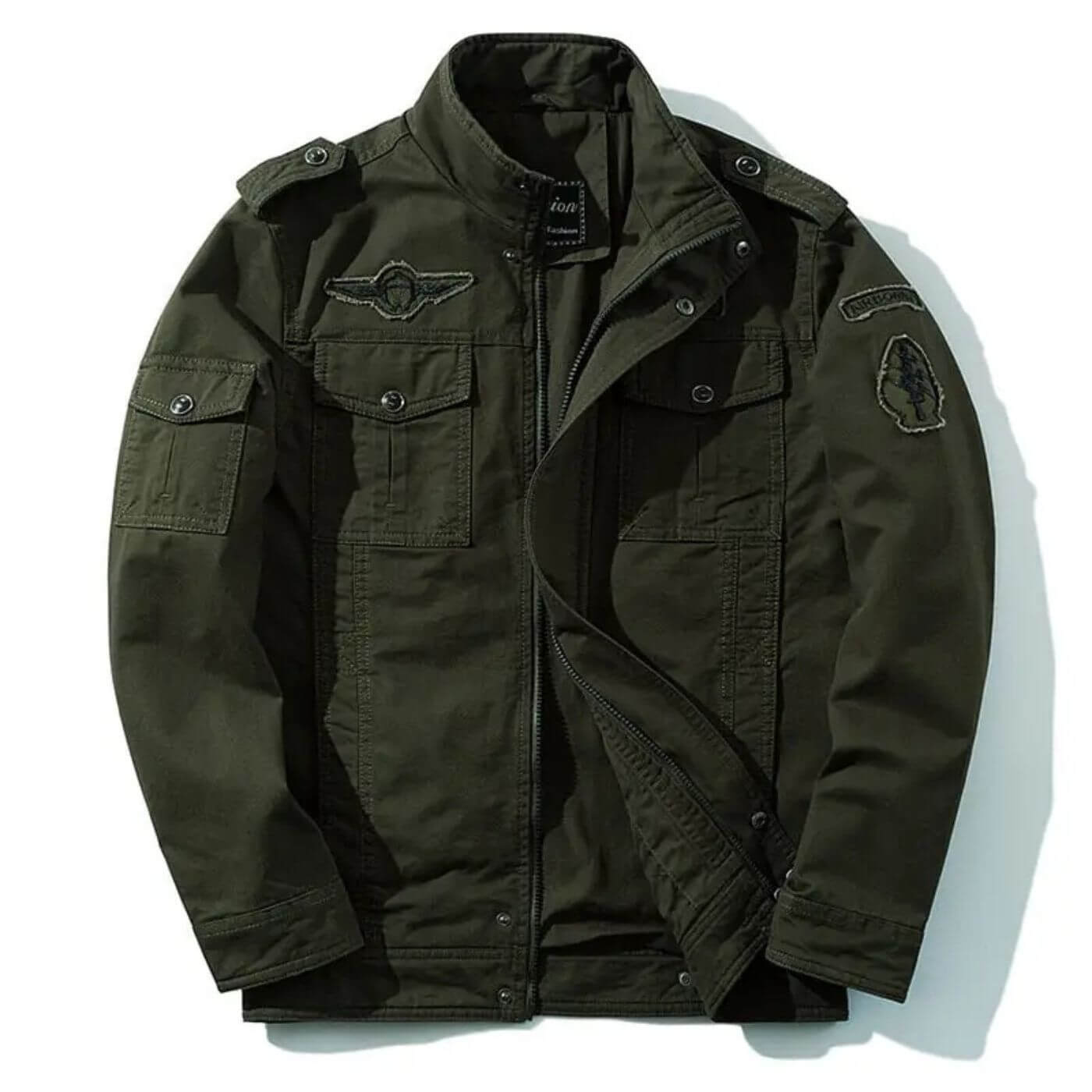 Veste Cargo Militaire Homme Col Montant en Coton