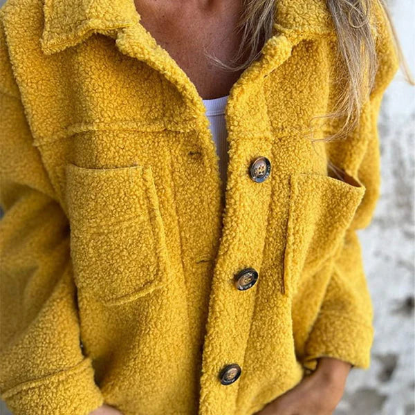 Veste courte col cranté femme - Jaune