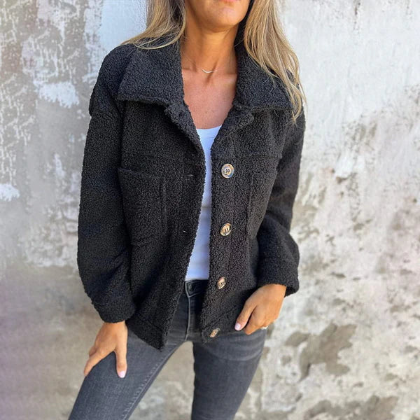 Veste courte col cranté femme - Noir