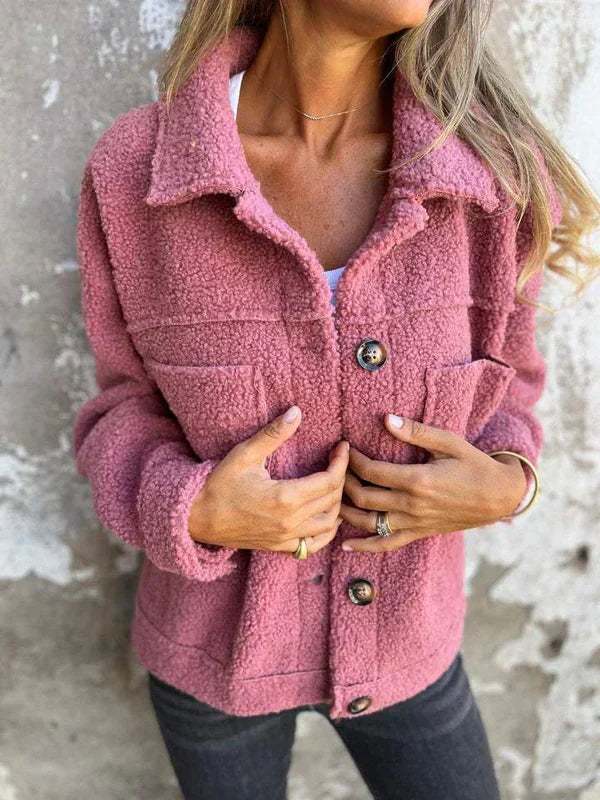 Veste courte col cranté femme - Rose